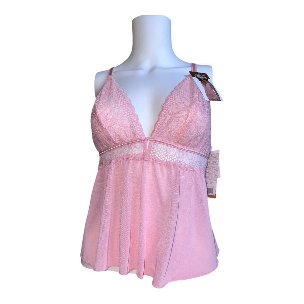 Rachel Roy XL nwt pink babydoll style lingerie top mesh​​